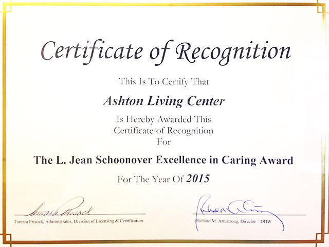 Ashton Memorial Certificate of Recognition